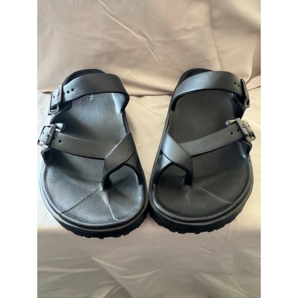 Skechers Arch Fit Black Buckle Strap Sandals – Supportive Comfort Slides - Picture 1 of 6